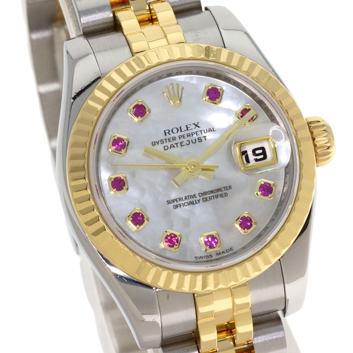 ROLEX Datejust 10P Ruby Watches 179173NGR Stainless Steel/SSxK18YG Ladies