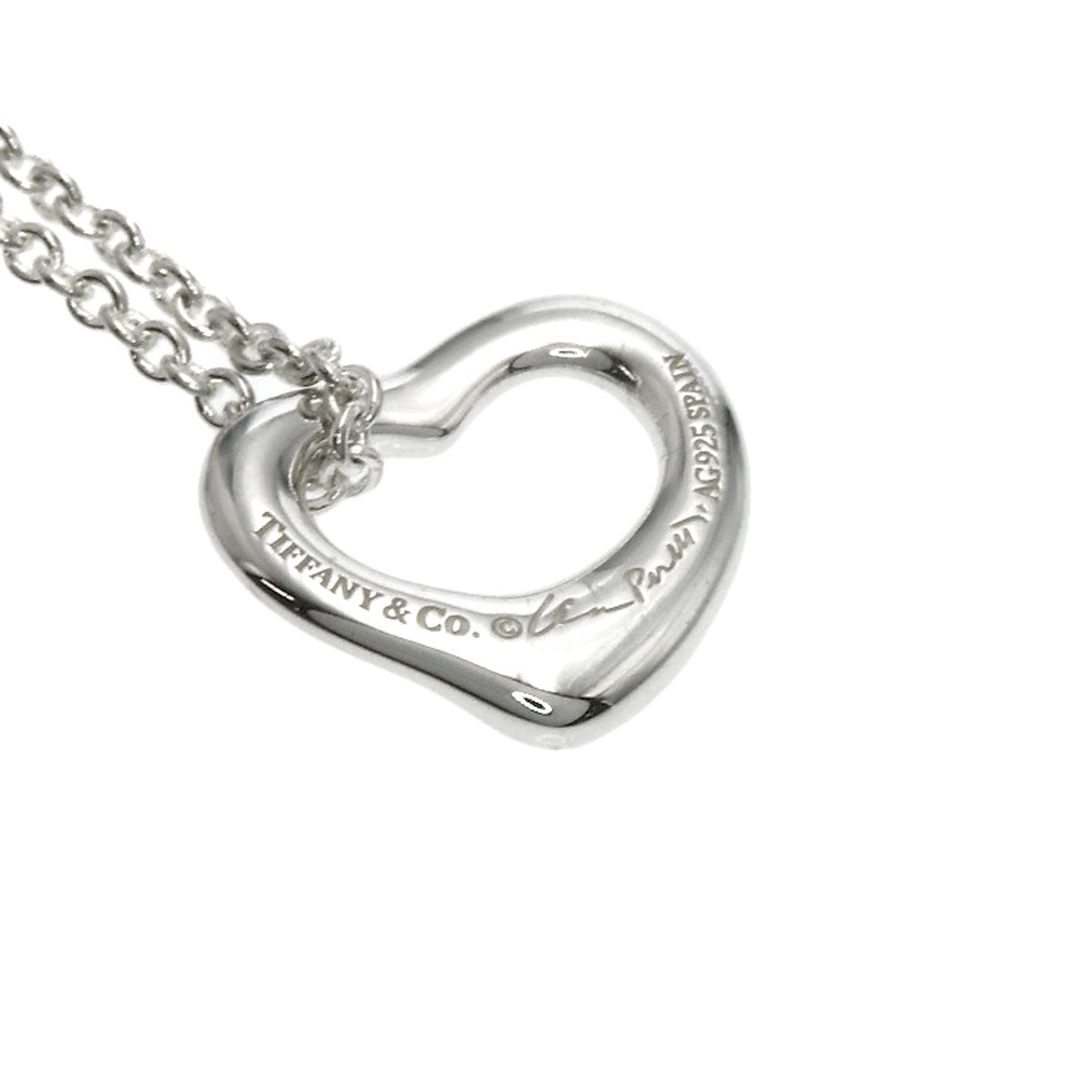 TIFFANY&Co. Open heart Necklace Silver Ladies [Used]