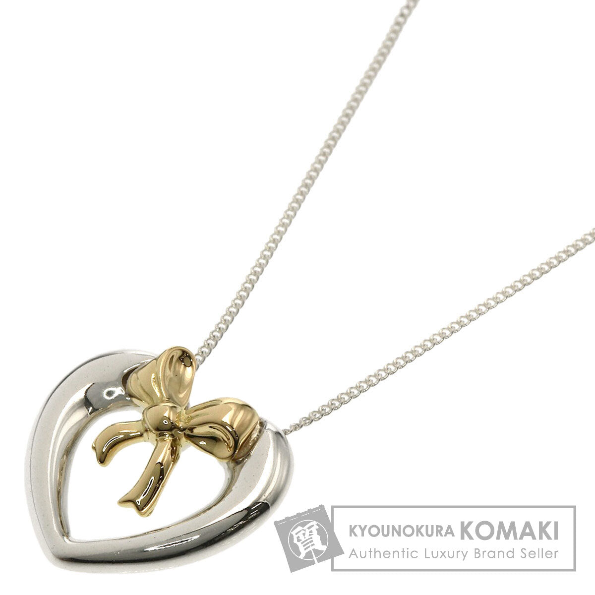 TIFFANY&Co. Heart ribbon Necklace Silver 18K Yellow GoldLadies [Used]