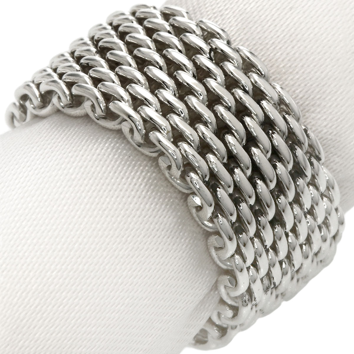 TIFFANY&Co. Somerset mesh Ring Silver Ladies [Used]