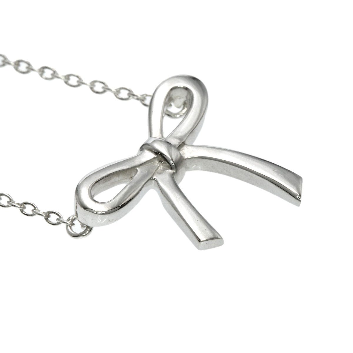 TIFFANY&Co. Bow ribbon Necklace Silver Ladies [Used]