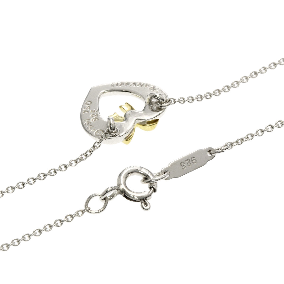 TIFFANY&Co. Heart ribbon Necklace Silver 18K Yellow GoldLadies [Used]