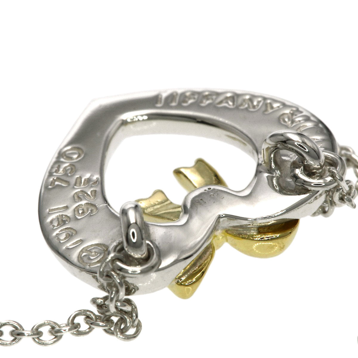 TIFFANY&Co. Heart ribbon Necklace Silver 18K Yellow GoldLadies [Used]