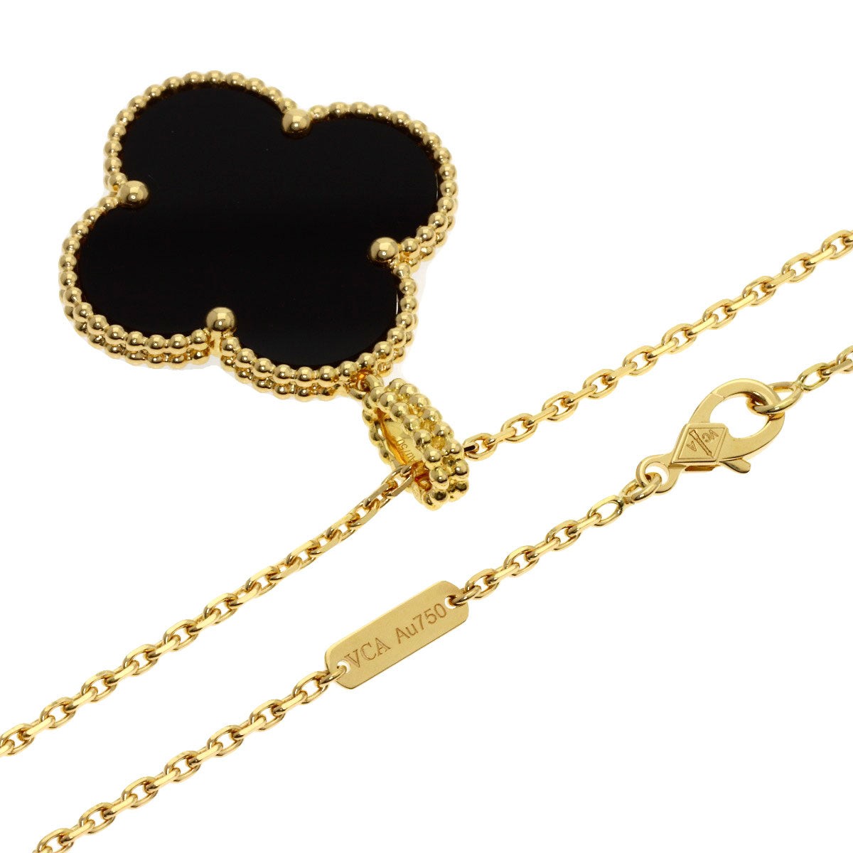 Van Cleef & Arpels Magic Alhambra Onyx Necklace K18 Yellow Gold Ladies [Used]