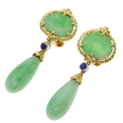 BUCCELLATI Antique Jade Stone Earring K18 Yellow Gold Ladies [Used]
