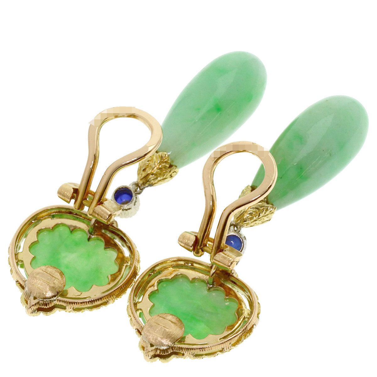 BUCCELLATI Antique Jade Stone Earring K18 Yellow Gold Ladies [Used]