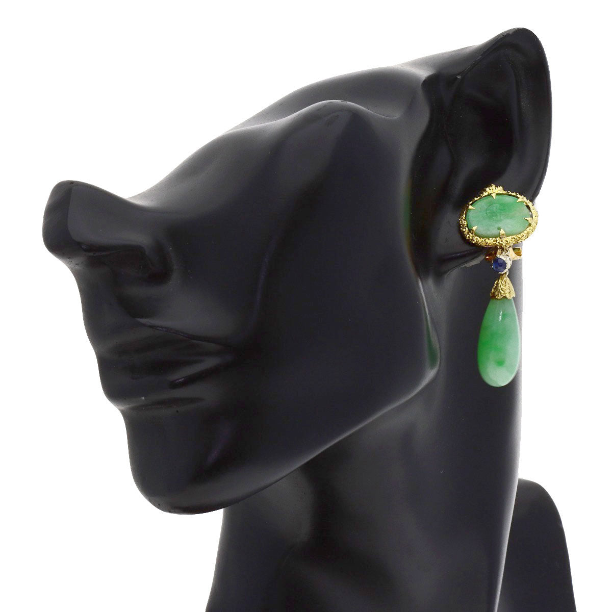 BUCCELLATI Antique Jade Stone Earring K18 Yellow Gold Ladies [Used]