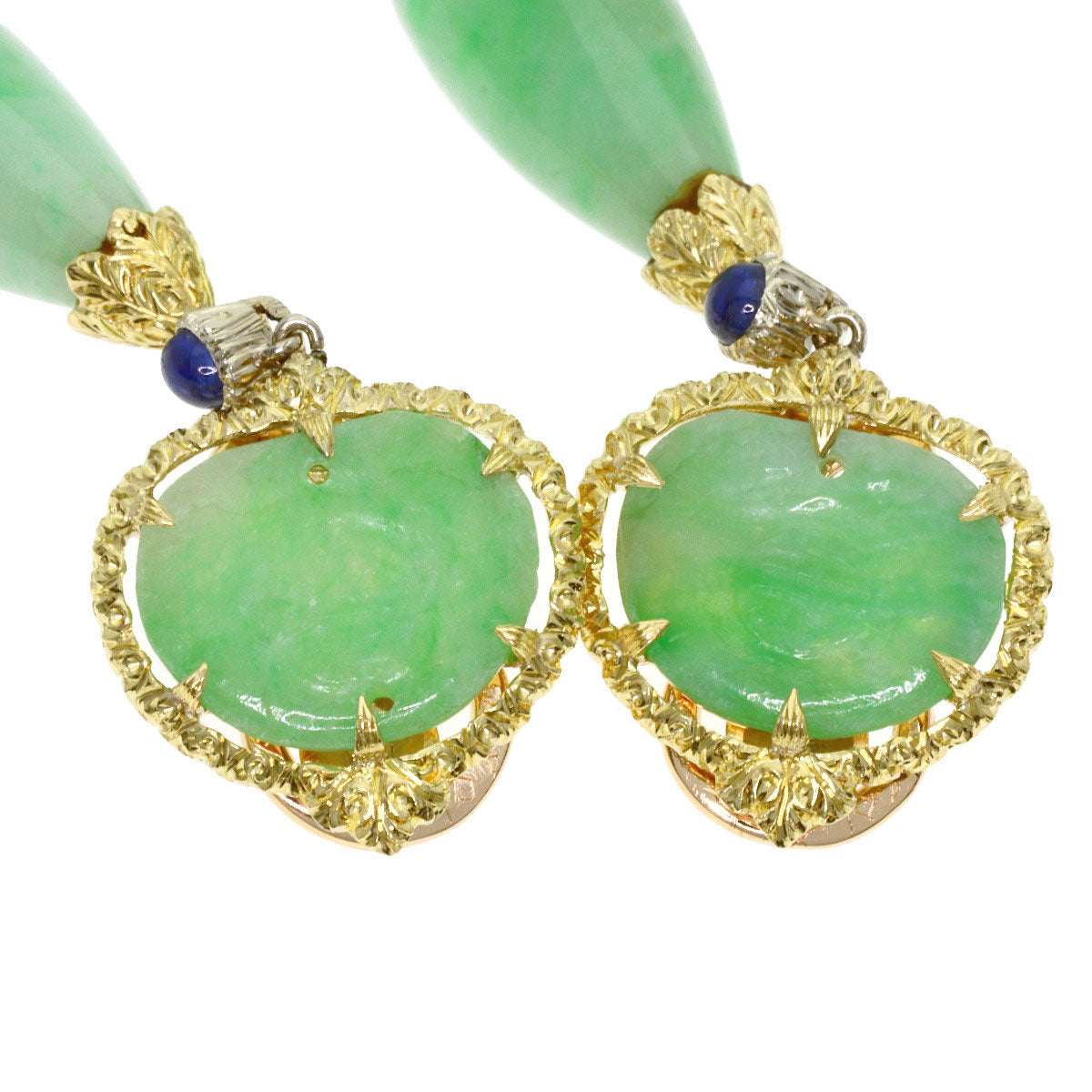BUCCELLATI Antique Jade Stone Earring K18 Yellow Gold Ladies [Used]