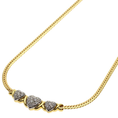 TASAKI Triple Heart Diamond Necklace K18 Yellow Gold PT900Ladies [Used]