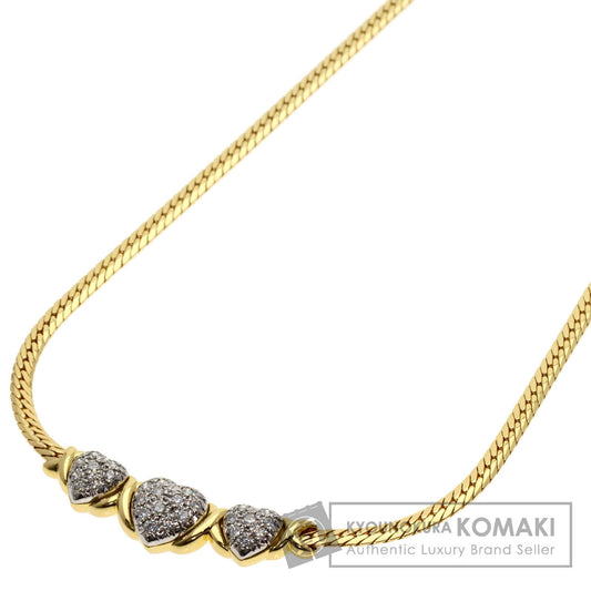 TASAKI Triple Heart Diamond Necklace K18 Yellow Gold PT900Ladies [Used]