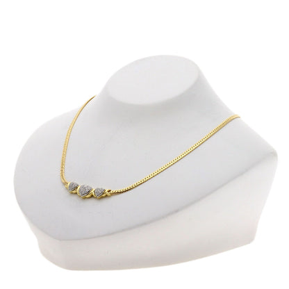 TASAKI Triple Heart Diamond Necklace K18 Yellow Gold PT900Ladies [Used]