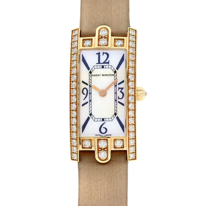 HARRY WINSTON Avenue C Mini Diamond Bezel Watches 332LQR K18 Pink Gold/Satin Ladies