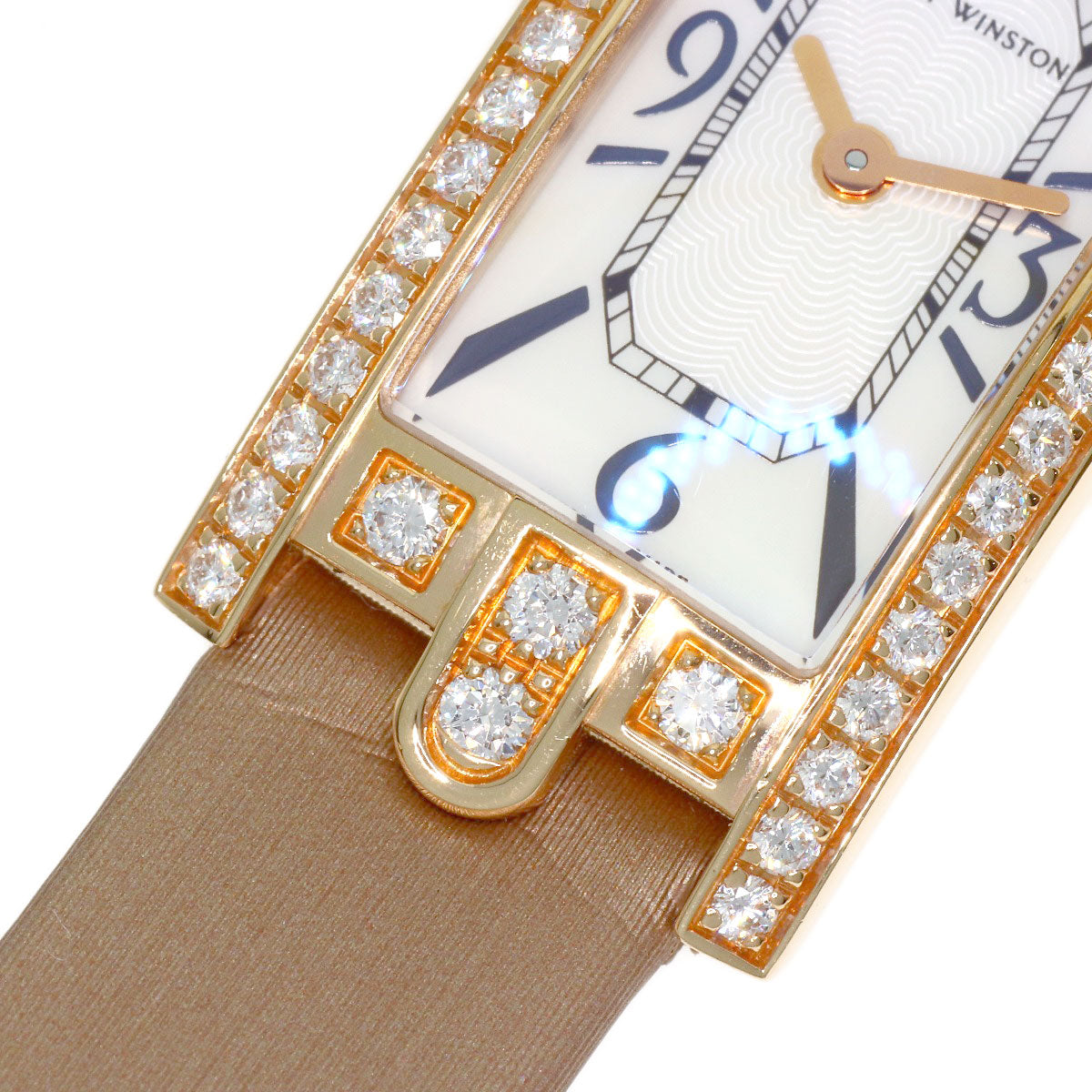 HARRY WINSTON Avenue C Mini Diamond Bezel Watches 332LQR K18 Pink Gold/Satin Ladies