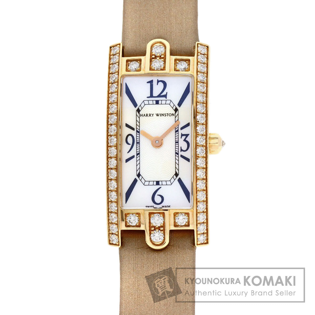 HARRY WINSTON Avenue C Mini Diamond Bezel Watches 332LQR K18 Pink Gold/Satin Ladies