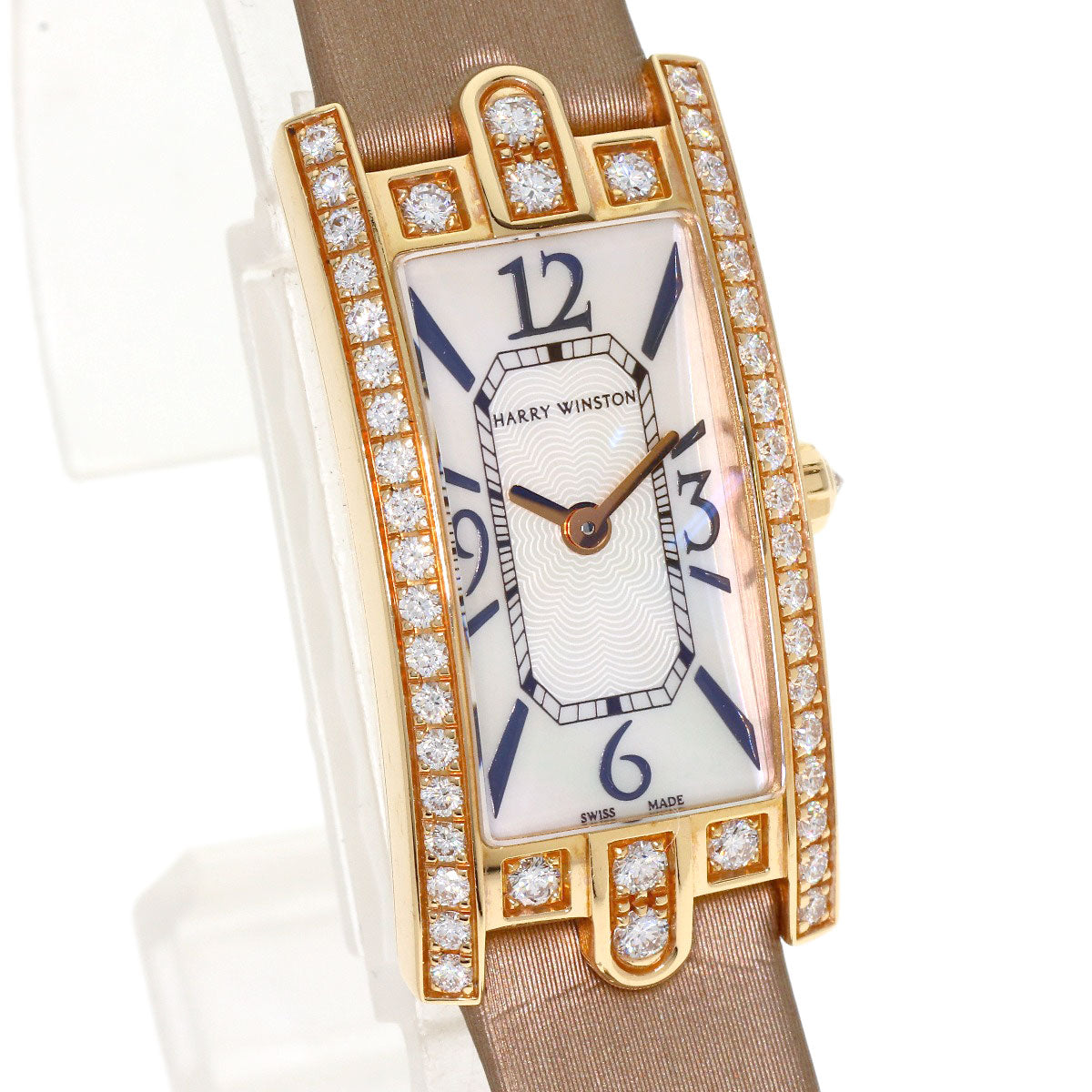 HARRY WINSTON Avenue C Mini Diamond Bezel Watches 332LQR K18 Pink Gold/Satin Ladies