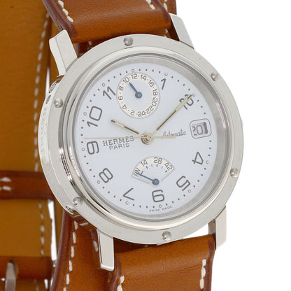 HERMES Clipper Double Tour Power Reserve Watches CL5.710 Stainless Steel/Leather mens