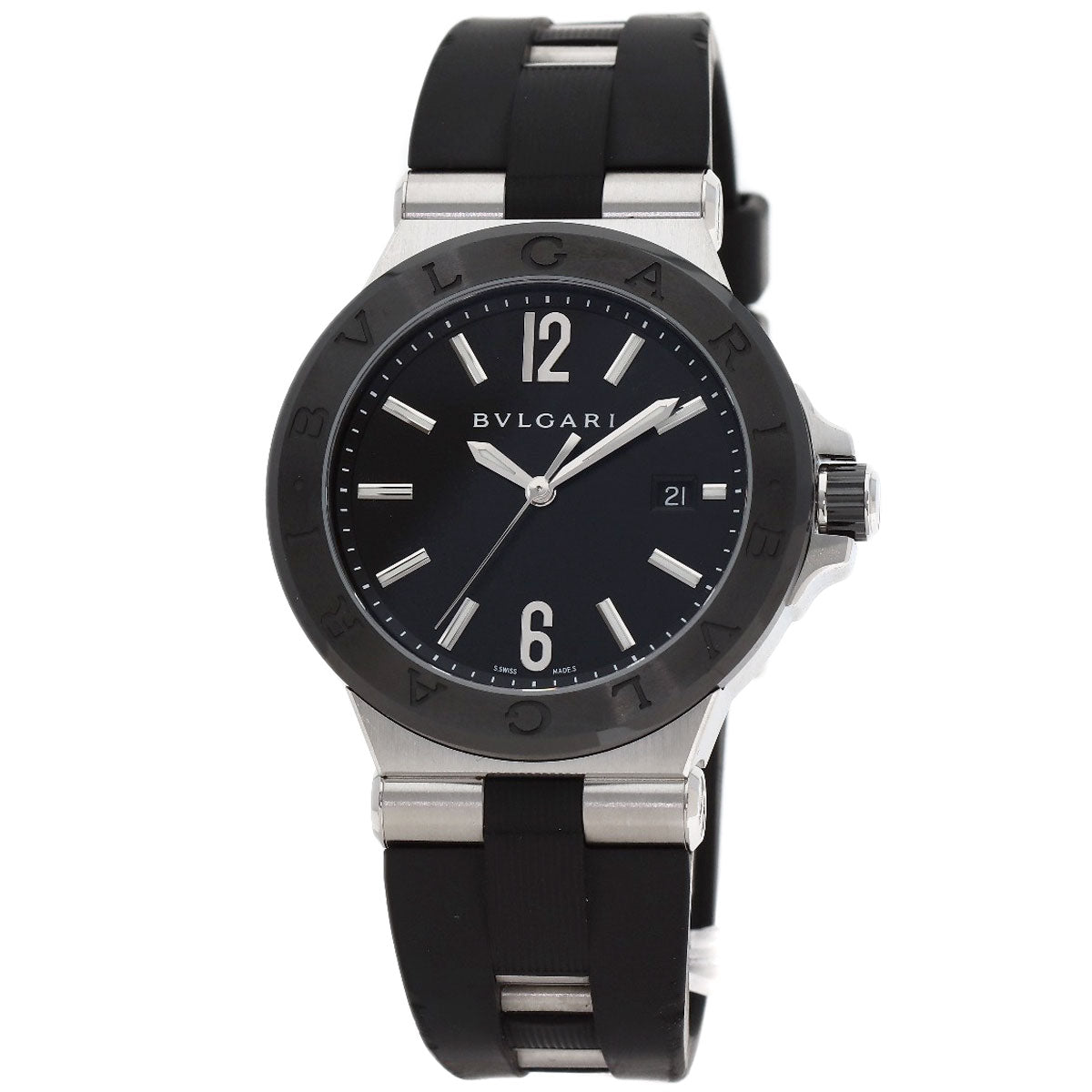BVLGARI Diagono Date Watches DG42SC Stainless Steel/Rubber mens