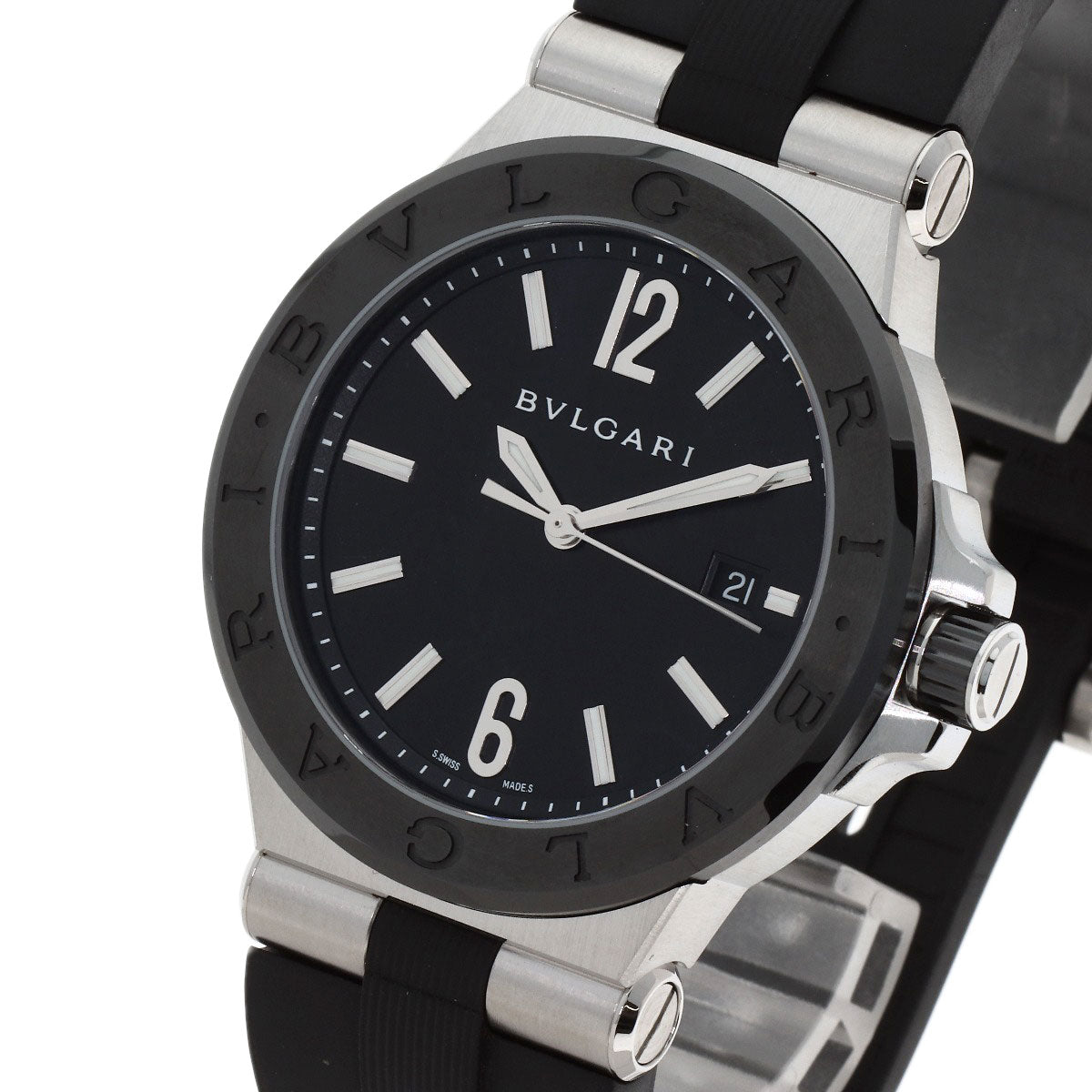 BVLGARI Diagono Date Watches DG42SC Stainless Steel/Rubber mens