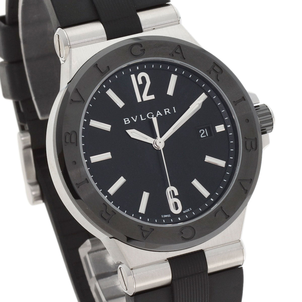 BVLGARI Diagono Date Watches DG42SC Stainless Steel/Rubber mens