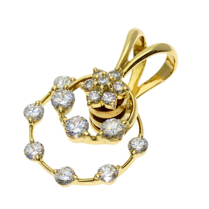 WALTHAM Swing Circle Diamond Pendant top K18 Yellow Gold Ladies [Used]
