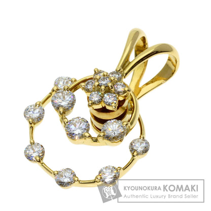 WALTHAM Swing Circle Diamond Pendant top K18 Yellow Gold Ladies [Used]