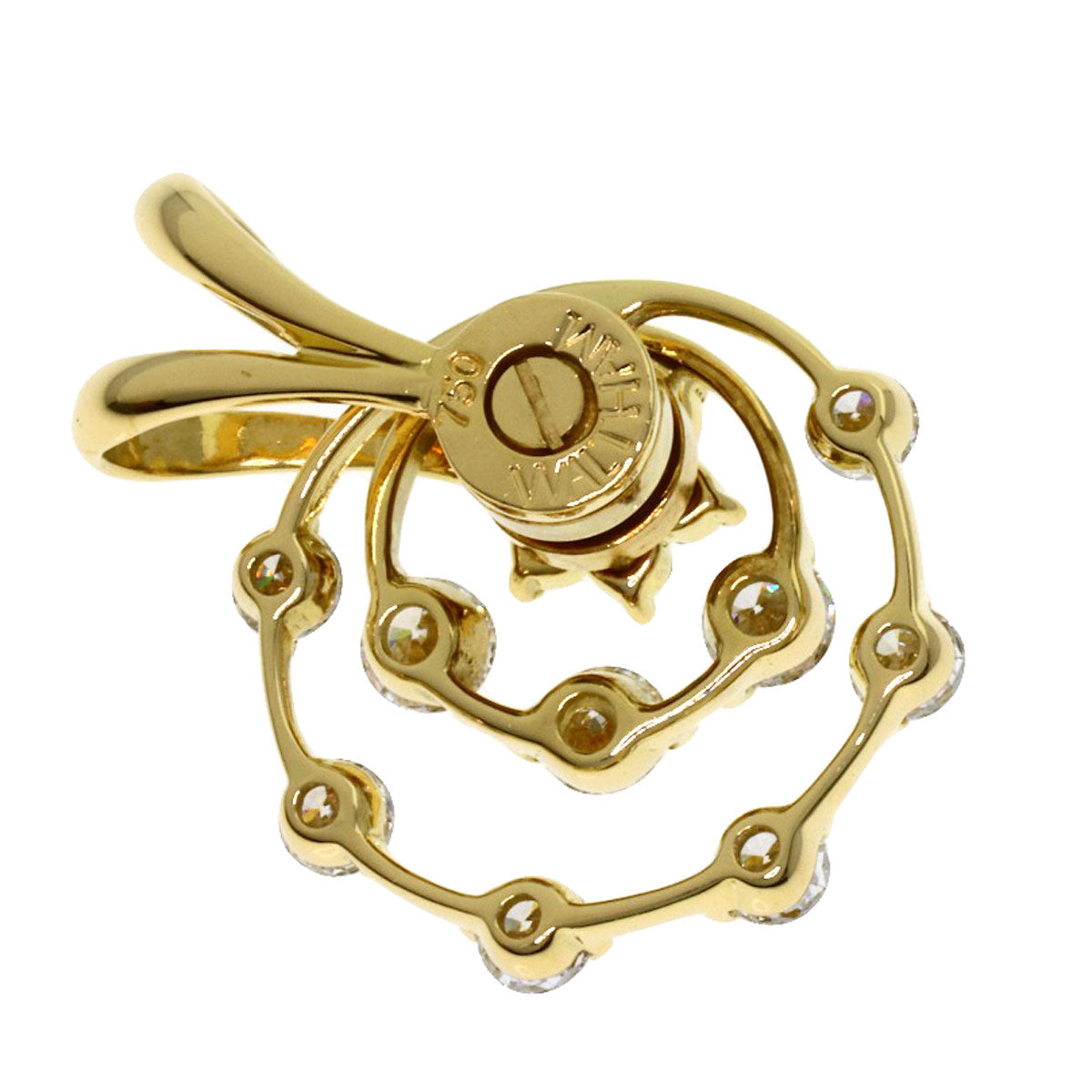 WALTHAM Swing Circle Diamond Pendant top K18 Yellow Gold Ladies [Used]