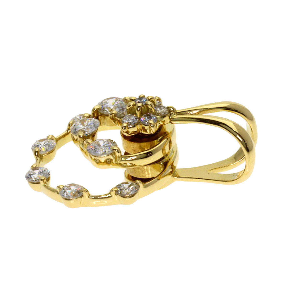 WALTHAM Swing Circle Diamond Pendant top K18 Yellow Gold Ladies [Used]