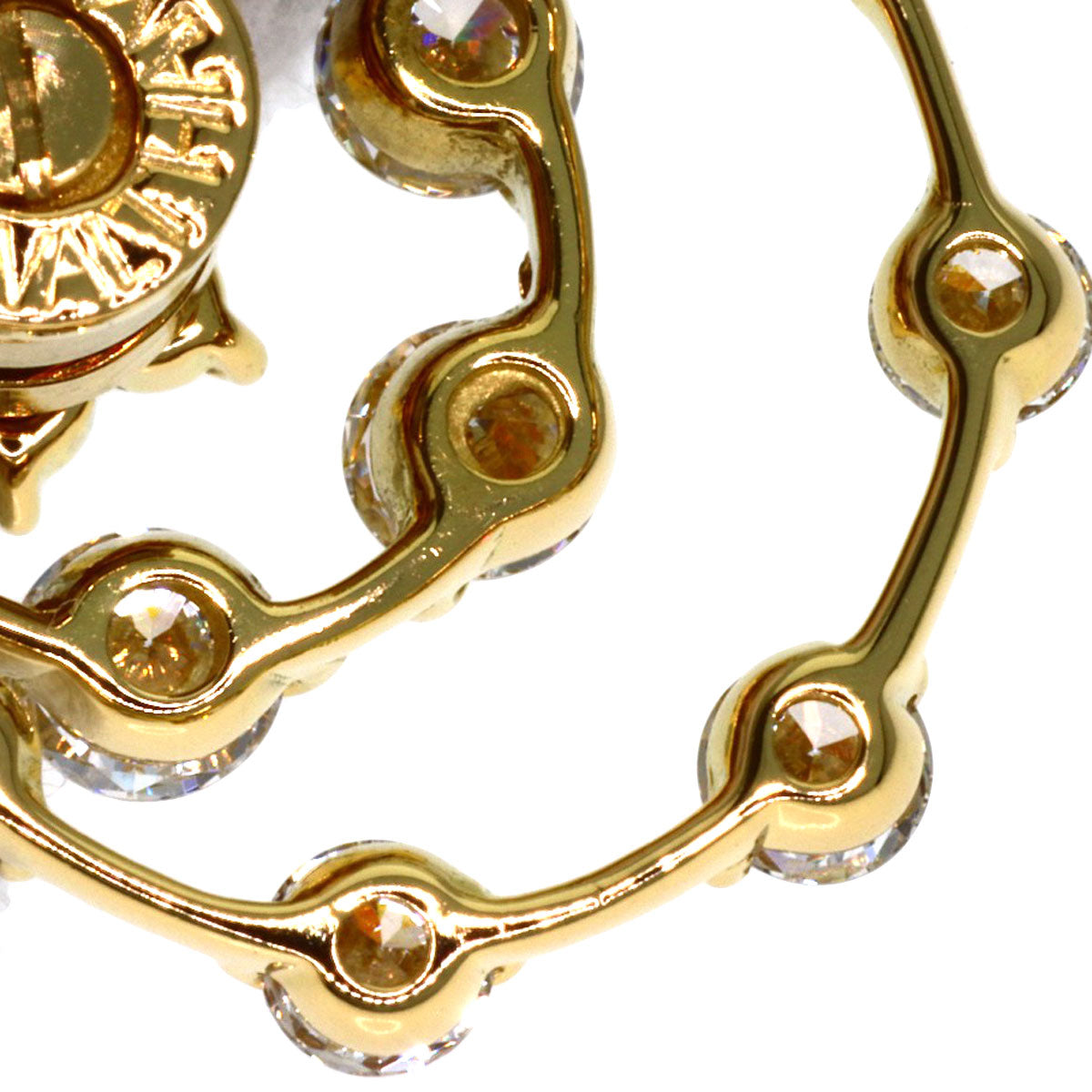WALTHAM Swing Circle Diamond Pendant top K18 Yellow Gold Ladies [Used]