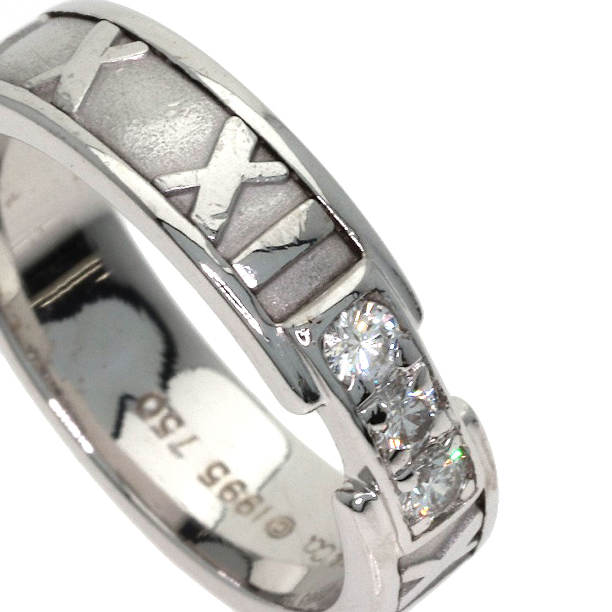 TIFFANY&Co. Atlas 3P Diamond Ring K18 White Gold Ladies [Used]