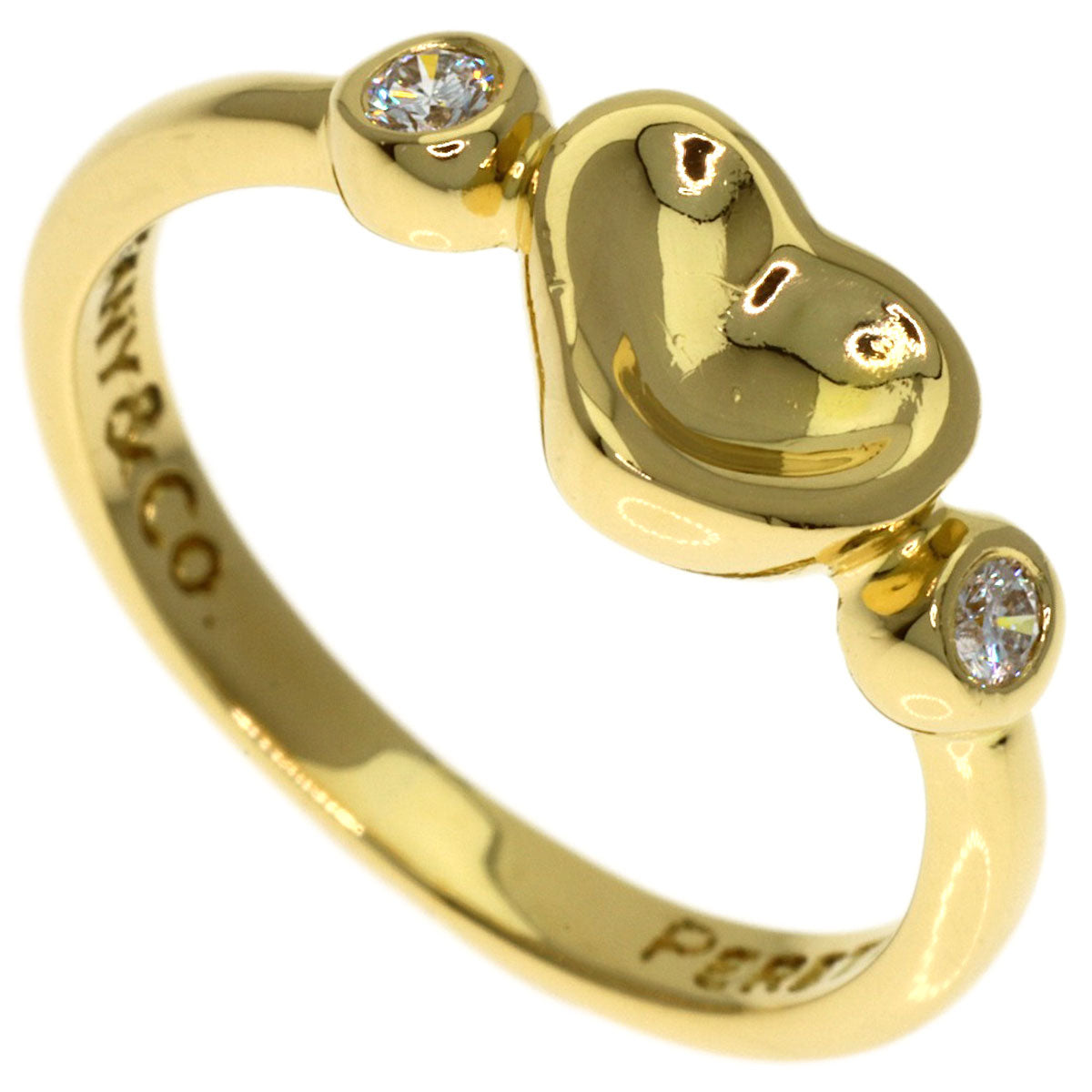 TIFFANY&Co. Closed Heart 2P Diamond Ring K18 Yellow Gold Ladies [Used]