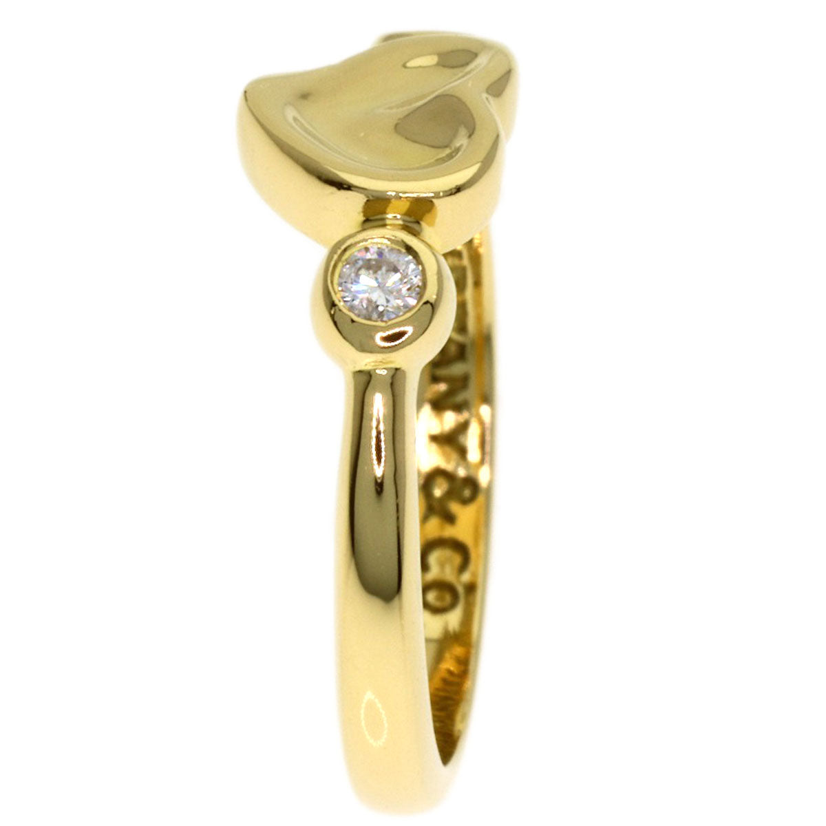 TIFFANY&Co. Closed Heart 2P Diamond Ring K18 Yellow Gold Ladies [Used]