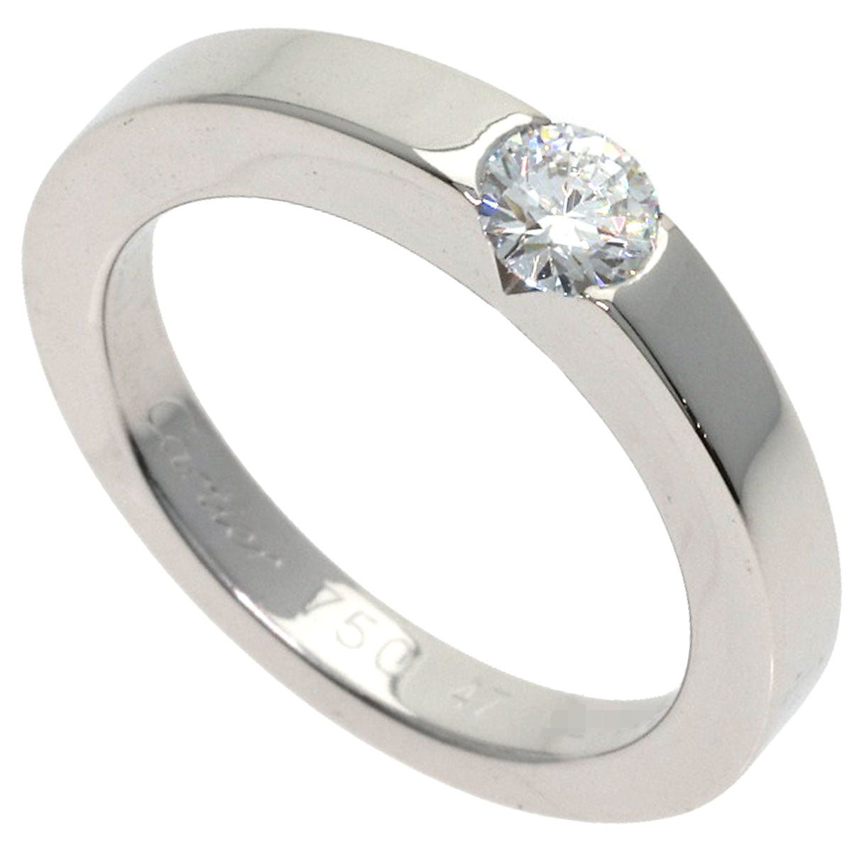 CARTIER Date with Diamond #47 Ring K18 White Gold Ladies [Used]