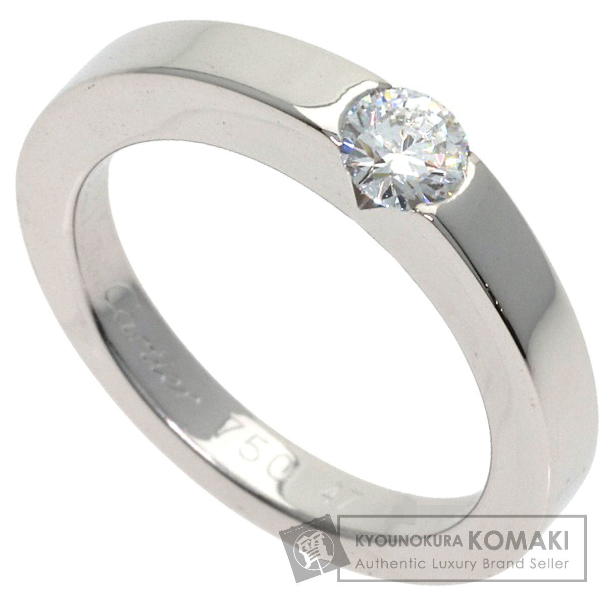 CARTIER Date with Diamond #47 Ring K18 White Gold Ladies [Used]