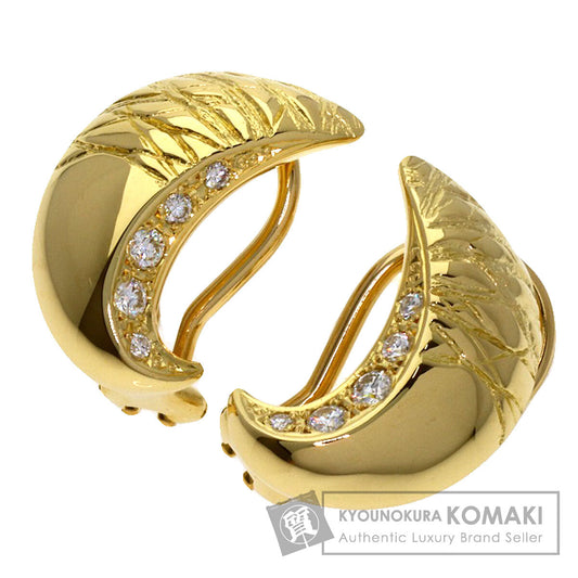 MIKIMOTO Moon Motif Diamond Earring K18 Yellow Gold Ladies [Used]