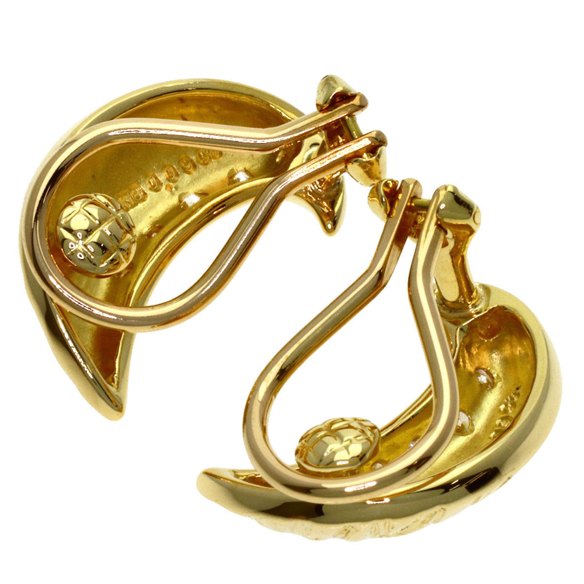 MIKIMOTO Moon Motif Diamond Earring K18 Yellow Gold Ladies [Used]