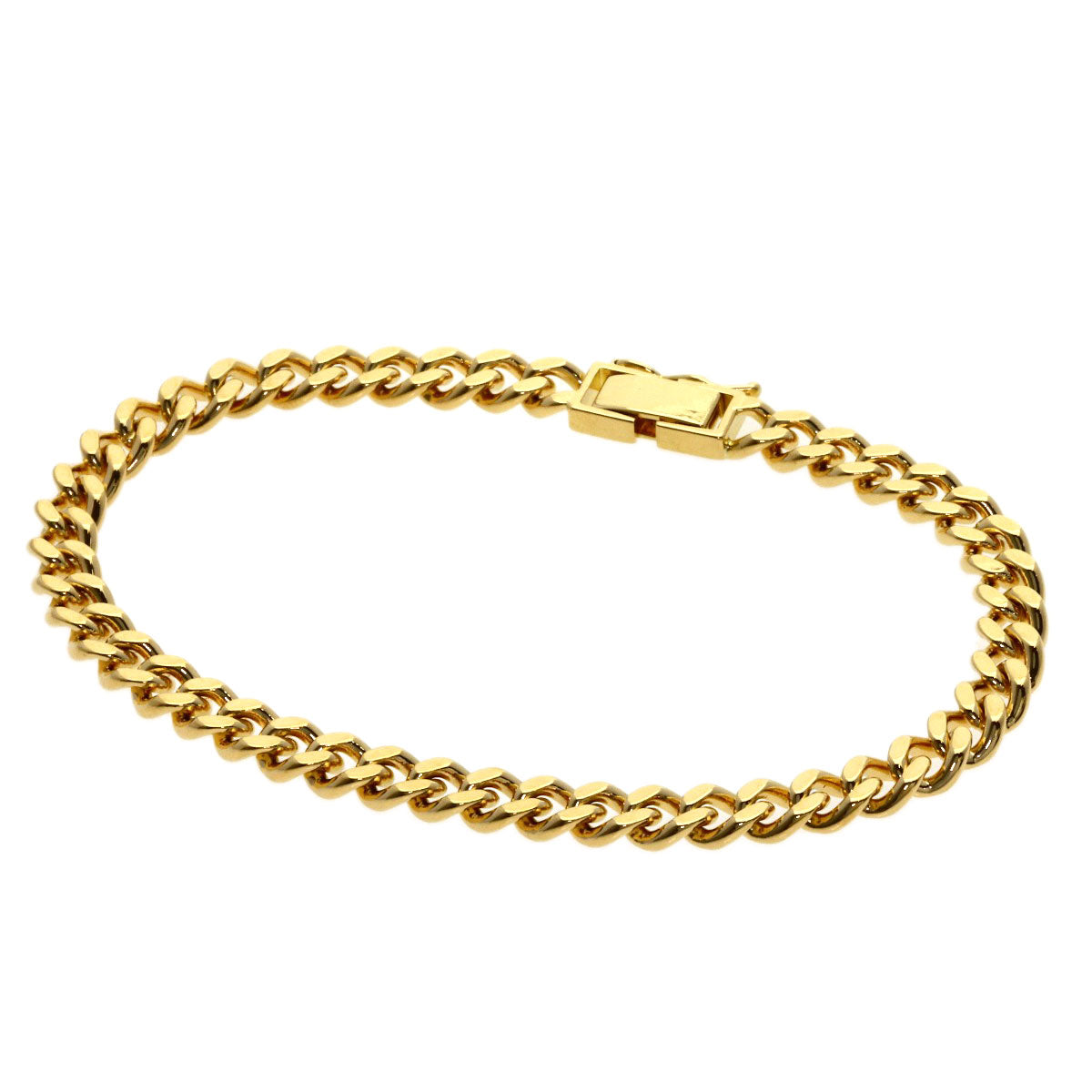 Curb chain Kihei 2 sides Bracelet K18 Yellow Gold 19.6g　Ladies