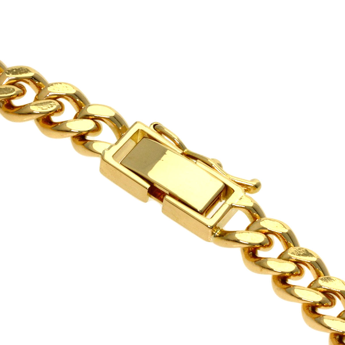 Curb chain Kihei 2 sides Bracelet K18 Yellow Gold 19.6g　Ladies