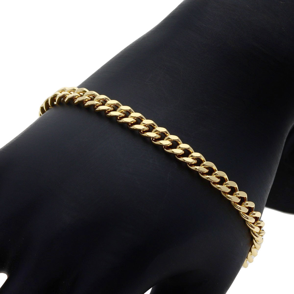 Curb chain Kihei 2 sides Bracelet K18 Yellow Gold 19.6g　Ladies