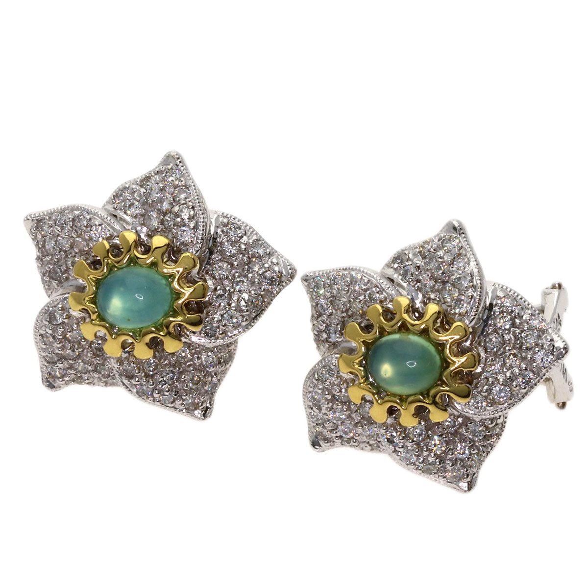 0.27ct Opal Diamond Earring K18 White Gold 11.8g　Ladies