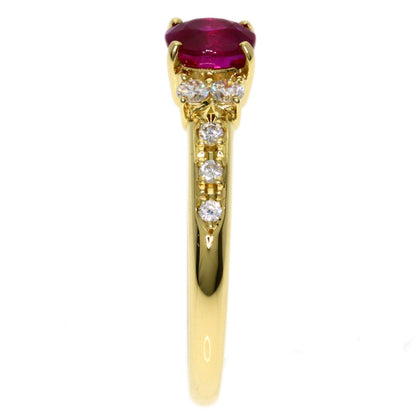 TASAKI Ruby Diamond Ring K18 Yellow Gold Ladies [Used]