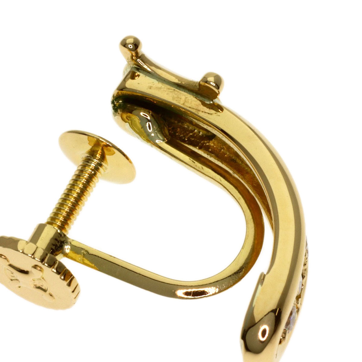 CELINE Macadam Diamond Earring K18 Yellow Gold Ladies [Used]