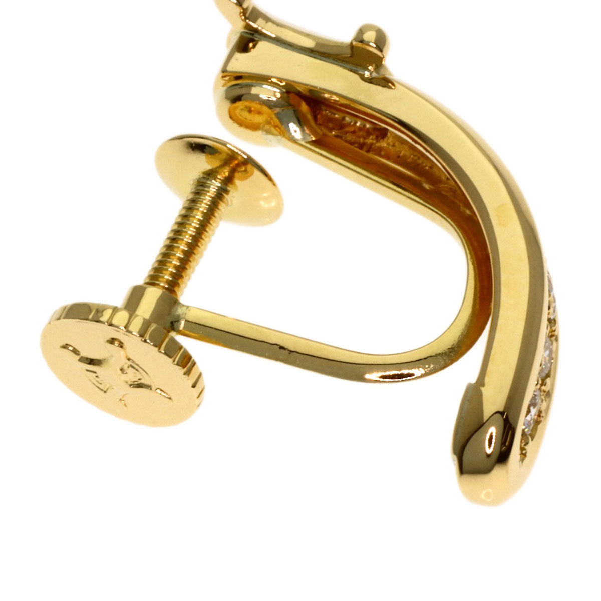 CELINE Macadam Diamond Earring K18 Yellow Gold Ladies [Used]