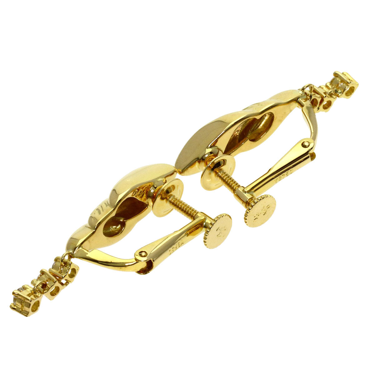 Jeunet Twisted Diamond Earring K18 Yellow Gold Ladies [Used]