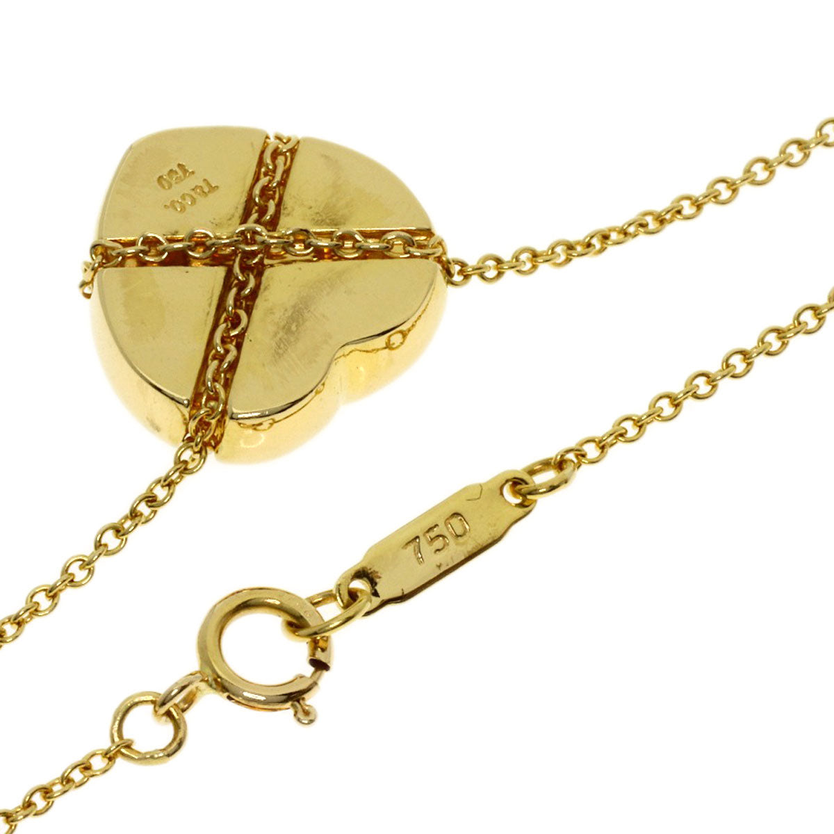 TIFFANY&Co. Chain Cross Heart Necklace K18 Yellow Gold Ladies [Used]