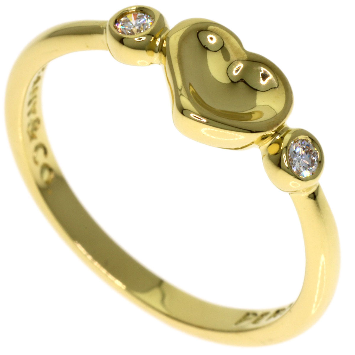 TIFFANY&Co. Closed Heart 2P Diamond Ring K18 Yellow Gold Ladies [Used]