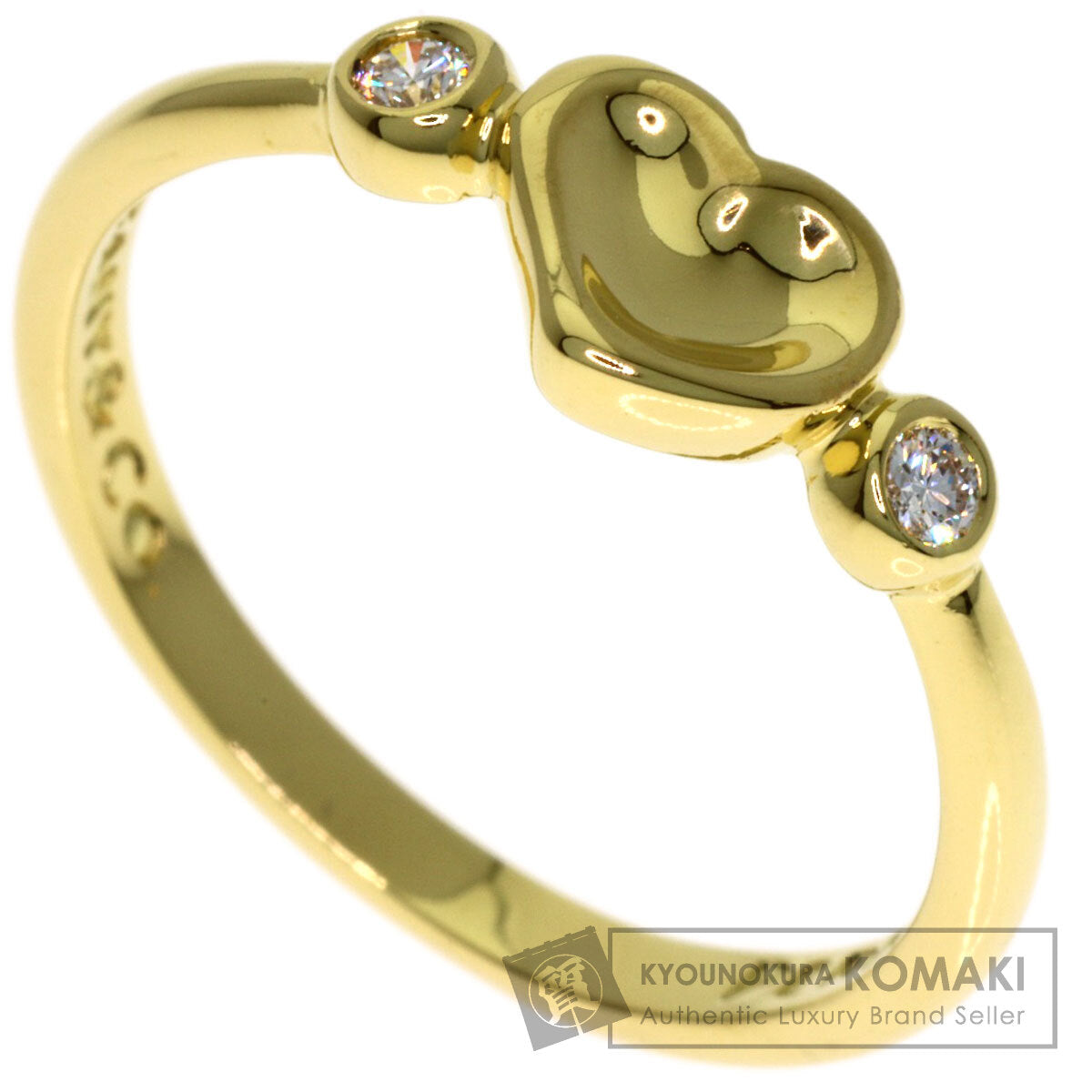 TIFFANY&Co. Closed Heart 2P Diamond Ring K18 Yellow Gold Ladies [Used]