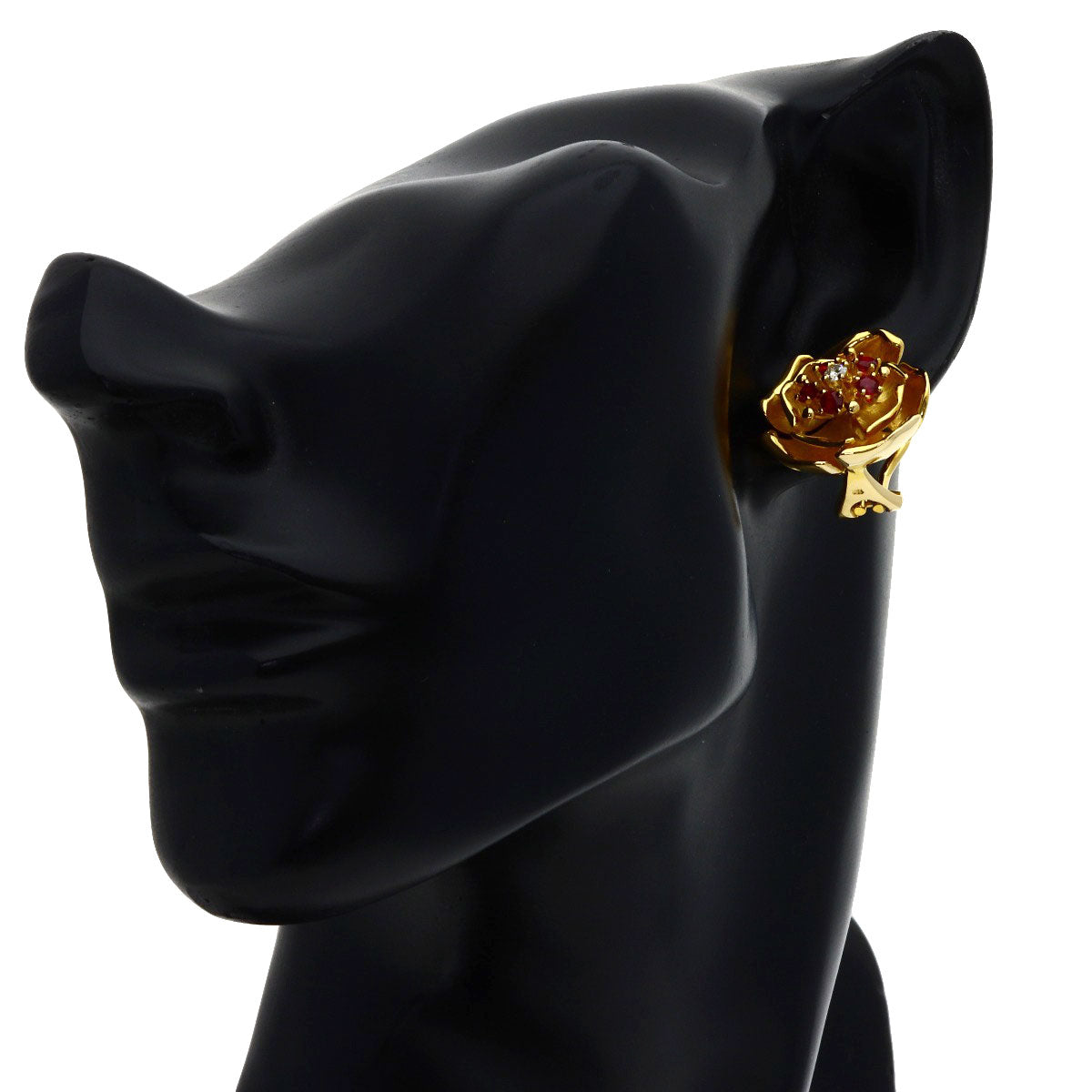 PIAGET Rose Ruby Diamond Earring K18 Yellow Gold Ladies [Used]