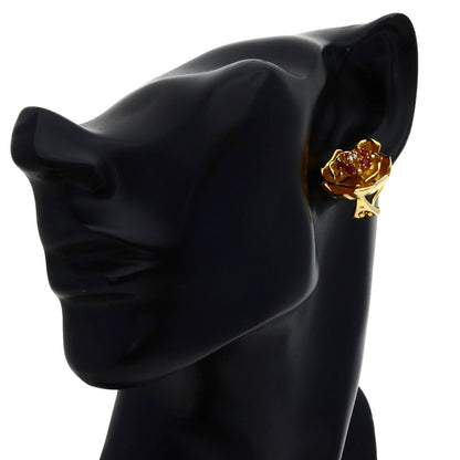 PIAGET Rose Ruby Diamond Earring K18 Yellow Gold Ladies [Used]
