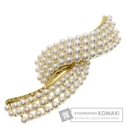 0.13ct Baby Pearl Pearl Diamond Brooch K18 Yellow Gold 17.8g　Ladies