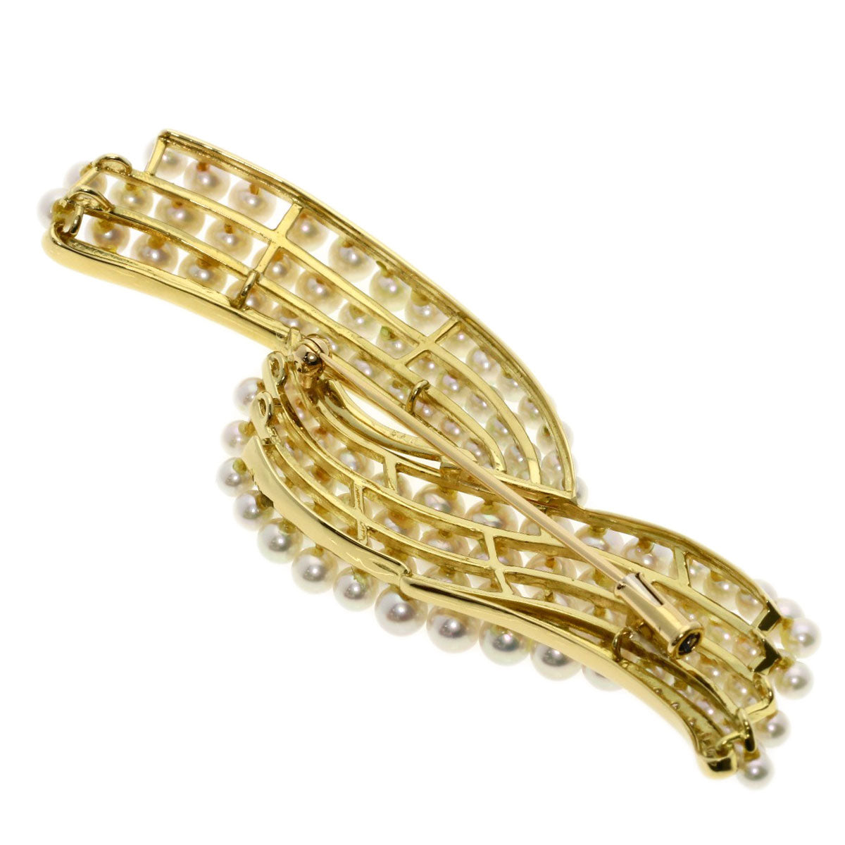 0.13ct Baby Pearl Pearl Diamond Brooch K18 Yellow Gold 17.8g　Ladies